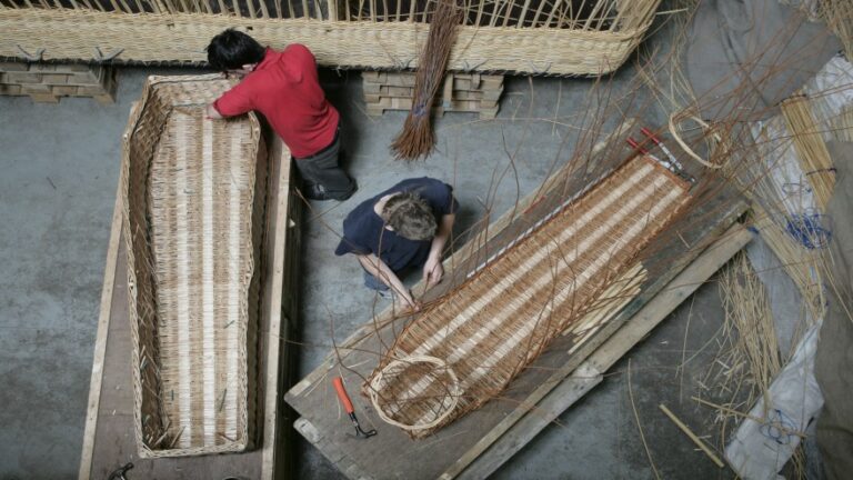 wicker coffin handcrafted environmentally friendly coffin