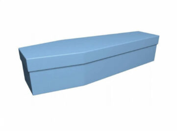  A six-sided light blue coffin