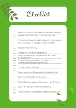 Funeral planning checklist 