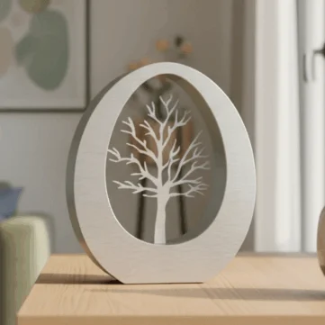Stunning oval shaped urn with a hollow cwntre and a sculpture of a tree of life.