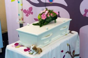 White coffin for a child