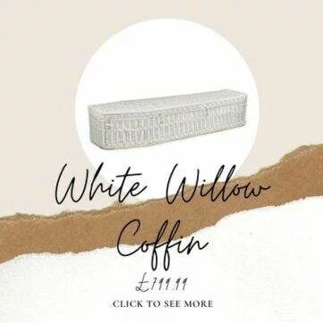 Artisan white willow woven coffin
